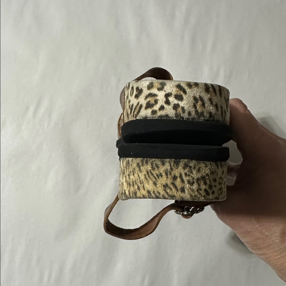 MEPHISTO Metalic Copper Toned Leopard Print Slip on Sandals with Buckles EU 35 - Picture 10 of 12